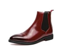 ENWIND Stivaletti Chelsea da Uomo in Pelle,Rosso,44 EU