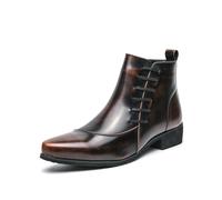 ENWIND Stivaletti da Uomo con Punta A Punta, Zip Laterale Stivali da Abito,Marrone,38 EU