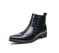 ENWIND Stivaletti da Uomo con Punta A Punta, Zip Laterale Stivali da Abito,Nero,45 EU