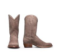 ENWIND Stivali da Cowboy Punta Rotonda Uomo in Pelle Scamosciata Stivali da Occidentali Antiscivolo A Tacco Basso,Grigio,45 EU