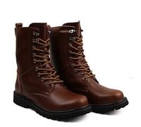 ENWIND Stivali Militari in Pelle da Uomo Stringati Stivali da Trekking Leggero,Marrone,47 EU