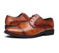 ENWIND Uomini Formale Affare Scarpe da Sera di Bell'aspetto Oxford con Punta Quadrata Pelle in Microfibra Scarpe da Sposa,Marrone,42 EU