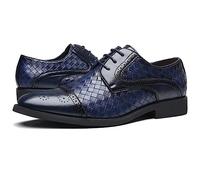 ENWIND Uomini Formale Affare Scarpe da Sera di Bell'aspetto Oxford con Punta Quadrata Pelle in Microfibra Scarpe da Sposa,Blu,39 EU