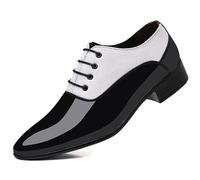 ENWIND Uomini Sposa Tuxedo Suit Scarpe Sintetico Vernice Formale Affare Scarpe da Sera,Bianca,47 EU