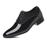 ENWIND Uomini Sposa Tuxedo Suit Scarpe Sintetico Vernice Formale Affare Scarpe da Sera,Nero,39 EU