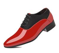 ENWIND Uomini Sposa Tuxedo Suit Scarpe Sintetico Vernice Formale Affare Scarpe da Sera,Rosso,45 EU