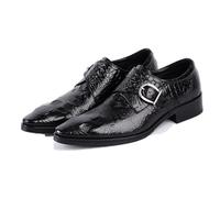 ENWIND Uomo Monk Strap Slip on Mocassini Eleganti Scarpe da Cerimonia in Pelle Sintetica,Nero,40 EU