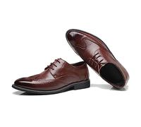 ENWIND Uomo Nozze Brogues Punta Allacciare Formale attività Commerciale Scarpe da Sera,Marrone,41 EU