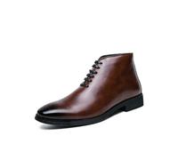 ENWIND Uomo Oxford Formal Dress Boots Lace Up Business Work Shoes Mid Top Wedding Stivali in Pelle,Marrone,46 EU