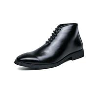 ENWIND Uomo Oxford Formal Dress Boots Lace Up Business Work Shoes Mid Top Wedding Stivali in Pelle,Nero,46 EU
