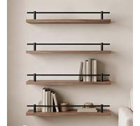 ENWINDXS 8 12 16 18 20 24 32 in, Decorative Shelf Rails for Guarding Shelves Edges, Black Gallery Rail Rod & Spindles, Aluminum Column Round Tube Railing Set(Brass-4 Pcs,18in/46cm)