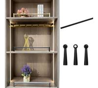 ENWINDXS Anti-Fall Column Round Tube Railing for Cabinets, Aluminum Pole Shelf Guardrail with 3 Spindles, Wardrobe Front Fence Decorative Rod 8 16 24 30 36 in(Black C,22in/56cm)