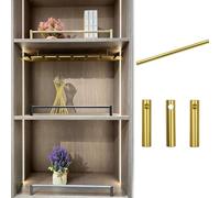 ENWINDXS Anti-Fall Column Round Tube Railing for Cabinets, Aluminum Pole Shelf Guardrail with 3 Spindles, Wardrobe Front Fence Decorative Rod 8 16 24 30 36 in(Gold B,28in/71cm)