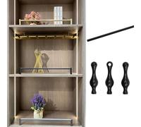 ENWINDXS Anti-Fall Column Round Tube Railing for Cabinets, Aluminum Pole Shelf Guardrail with 3 Spindles, Wardrobe Front Fence Decorative Rod 8 16 24 30 36 in(Black a,8in/20cm)
