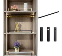 ENWINDXS Anti-Fall Column Round Tube Railing for Cabinets, Aluminum Pole Shelf Guardrail with 3 Spindles, Wardrobe Front Fence Decorative Rod 8 16 24 30 36 in(Black B,28in/71cm)