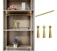 ENWINDXS Anti-Fall Column Round Tube Railing for Cabinets, Aluminum Pole Shelf Guardrail with 3 Spindles, Wardrobe Front Fence Decorative Rod 8 16 24 30 36 in(Gold C,34in/86cm)