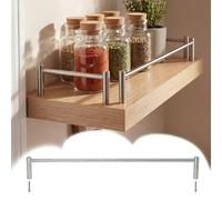 ENWINDXS Cabinet Fence Guardrail Bar Set with 2 Posts, Hanging Shelf Rails Stainless Steel 30-90 cm Long, Anti-Fall Tipping Rod for Bottles, Wines, Books(Brass-8 Pack,60cm/23.6in)