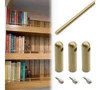 ENWINDXS Solid Brass Gallery Rail, Shelf Guard Rail Fence Set for Bookshelf/Wooden Racks, Dia 6 mm Round Bar, Minimalist Decorative Tipping Barrier Rod(Brass-Style B,88cm/34.6in)
