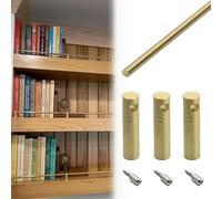 ENWINDXS Solid Brass Gallery Rail, Shelf Guard Rail Fence Set for Bookshelf/Wooden Racks, Dia 6 mm Round Bar, Minimalist Decorative Tipping Barrier Rod(Brass-Style a,50cm/19.7in)