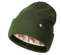 Enwokran Beanie Hat, Cappello da Donna Invernale Caldo Unisex Cappello Invernale Lavorato a Maglia Cappello di Lana Morbida Elastica con Polsino e Fodera in Seta Spessa e Calda (Verde Militare)