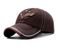 Enwokran Berretto da Baseball con Ricamo Aquila per Uomo, Classic Regolabile Modello Casuale Esterno del Sole di Cappelli per Unisex, Cotone Trucker, Cappello Hip Hop papà (Marrone)
