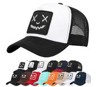 Enwokran Berretto da Baseball con Visiera Unisex Cotone Regolabile Anti-Sole Ricamo Cappello da Baseball Cappellini per Sport All'aperto Hip Hop Papà Trucker Posteriore Maglia Cappello (A_Bianco Nero)