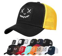 Enwokran Berretto da Baseball con Visiera Unisex Cotone Regolabile Anti-Sole Ricamo Cappello da Baseball Cappellini per Sport All'aperto Hip Hop Papà Trucker Posteriore Maglia Cappello (A_Nero Giallo)