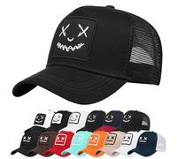 Enwokran Berretto da Baseball con Visiera Unisex Cotone Regolabile Anti-Sole Ricamo Cappello da Baseball Cappellini per Sport All'aperto Hip Hop papà Trucker Posteriore Maglia Cappello (A_Nero)