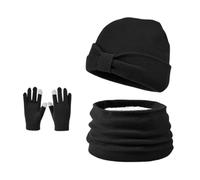 Enwokran Inverno Cappello per Bambini Sciarpa Guanti Set Cappello Invernale Caldo Morbido Beanie Maglia Sciarpa Guanti Touchscreen 3 Pezzi per Ragazzo Ragazza 3-8 Anni (Nero)