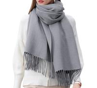 Enwokran Sciarpa Donna Elegante Sciarpa Pashmina Grande Morbida Calda Rversibili Stole Sciarpe Può Essere Usato Come Scialle, Regalo di Festa per Autunno Invernale (Grigio medio)