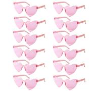 ENWWCH 6/8/10/12 pezzi da sposa doccia occhiali sole rosa cuore rosso for essere damigella d'onore addio al nubilato decori Per Feste(12pcs pink)