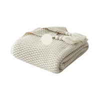 ENWWCH Coperta di filo con nappa coperta solida for divano camera da letto tessile for la casa lavorata a maglia Per Spiaggia(Beige,70x100cm)