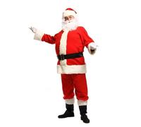 ENWWCH Costume cosplay di Babbo Natale Capodanno Costumi da uomo Rosso Deluxe Classico Adulti Set natalizio Abiti gioco ruolo for feste carnevale Per Natale Feste(3XL,11PCS)