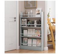 ENWYTE Libreria Espositore riviste da terra a 3/4/5 livelli Scaffale libri con profondità 10 cm Porta giornali in legno Espositore a parete Espositore negozi Mostre(50*10*123CM)