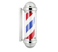 ENWYTE Palo del barbiere 75 cm palo da barbiere tradizionale da parete strisce rotanti illuminate esterni insegne classiche saloni di parrucchiere(Silver-color 1)
