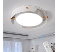 ENXING Plafoniera LED rotonda scandinava Plafoniera in legno Plafoniera da incasso bianca Dimmerabile all'infinito con telecomando Adatta per camera da letto soggiorno cucina corridoio(60cm)
