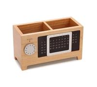 EnxJire Portapenne Stationery Control Wooden Multifunctional Box Organizer Holder Remote Storage Pen Pencil Desktop Calendar Creative(Color2)