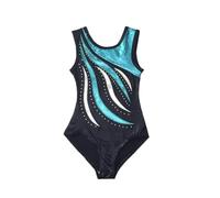 EnxJire Ragazze Ginnastica Leotards Body Danza Classica Tuta Viola for Danza Classica, Danza, Ginnastica, for Ragazza, Senza Maniche, for Pattinaggio su Ghiaccio, con Strass Lucidi(Black,5-6Y)