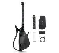 Enya CYBER-G Chitarra Smart - con corde in silicone, 24 suoni integrati, chitarra da viaggio silenziosa nera con altoparlante, drum system, app e accordi interattivi per adulti o adolescenti