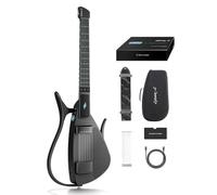 Enya CYBER-G Chitarra Smart - con corde in silicone, 24 suoni integrati, chitarra da viaggio silenziosa nera con altoparlante, drum system, app e accordi interattivi per adulti o adolescenti