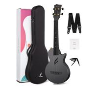 Enya Nova U 23" - Ukulele Cut-Out in Fibra di Carbonio (Concerto), Nero | Set Starter con Custodia, Tracolla, Capotasto e Corde - Impermeabile, Ideale per Principianti Adulti