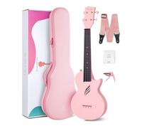 Enya Nova U 23" - Ukulele Cut-Out in Fibra di Carbonio (Concerto), rosa | Set Starter con Custodia, Tracolla, Capotasto e Corde - Impermeabile, Ideale per Principianti Adulti