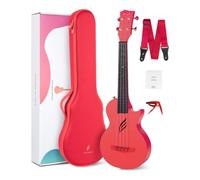 Enya Nova U 23" - Ukulele Cut-Out in Fibra di Carbonio (Concerto), Rosso | Set Starter con Custodia, Tracolla, Capotasto e Corde - Impermeabile, Ideale per Principianti Adulti