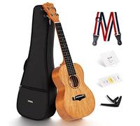 Enya Ukulele da concerto da 50 cm in mogano massiccio, top ukelele per principianti con borsa da concerto, capotasto, cinghia, corde, plettro (EUC-25D Nature)