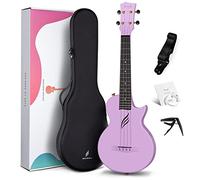 Enya - Ukulele tenore da viaggio, in fibra di carbonio, corpo cutaway, per adulti, 66 cm, con kit per principianti, con custodia, tracolla, capotasto e corde (Nova U Pro, viola)