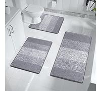 Enyhom Tappeto Bagno 3 Pezzi, Shaggy Tappeto Doccia in Microfibra, Tappetini Bagno Super Assorbente, Lavabile in Lavatrice, Morbido Tappetino Doccia, con a Forma di U Tappetini per il Bagno, Wc, Vasca