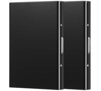 Enyoir Portafoglio sottile per carte di credito RFID, blocco ladri di identità, custodia in acciaio inox e alluminio con 6 slot in PVC, Confezione da 2 (nero), 2 pezzi, Moderno