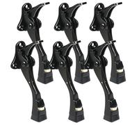 ENYZTBI Confezione da 6 fermaporta neri, resistenti, fermaporta regolabile One Touch, per porte pesanti, cavalletto in metallo da 10,2 cm, con punta in gomma e protezioni da parete per porte larghe