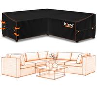 Enzeno Copertura per mobili da giardino a forma di L, copertura per mobili da giardino, impermeabile, antivento, per divano ad angolo, gruppo lounge, rettangolare, 270 x 270 x 90 cm