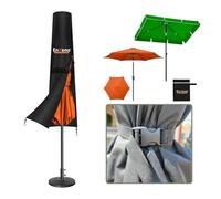 Enzeno Coperture per ombrelloni da giardino,Copertura per ombrellone con Fibbie, Copri Ombrellone da Tavolo e Patio, per ombrellone Grande con Diametro da 2 a 4 m, Impermeabile(190x30/40/50cm) nero